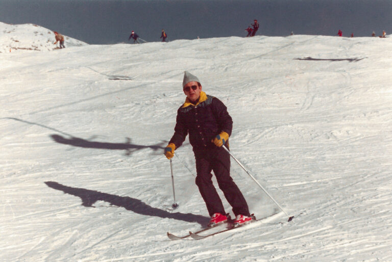 Sen. Ted Stevens takes to the slopes of Crested Butte Mountain Resort in Colorado for some skiing during the Christmas break holiday with his family in 1979. Larry Case Photography/Stevens Foundation photo