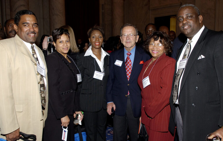 Senator Ted Stevens visitied with attendees of the African American Leadership Summit in Washington D.C. on 2006-03-27 with, among others, Marilyn Stewart-Richardson of Alaska, 3rd from left. Stevens Foundation Photo.