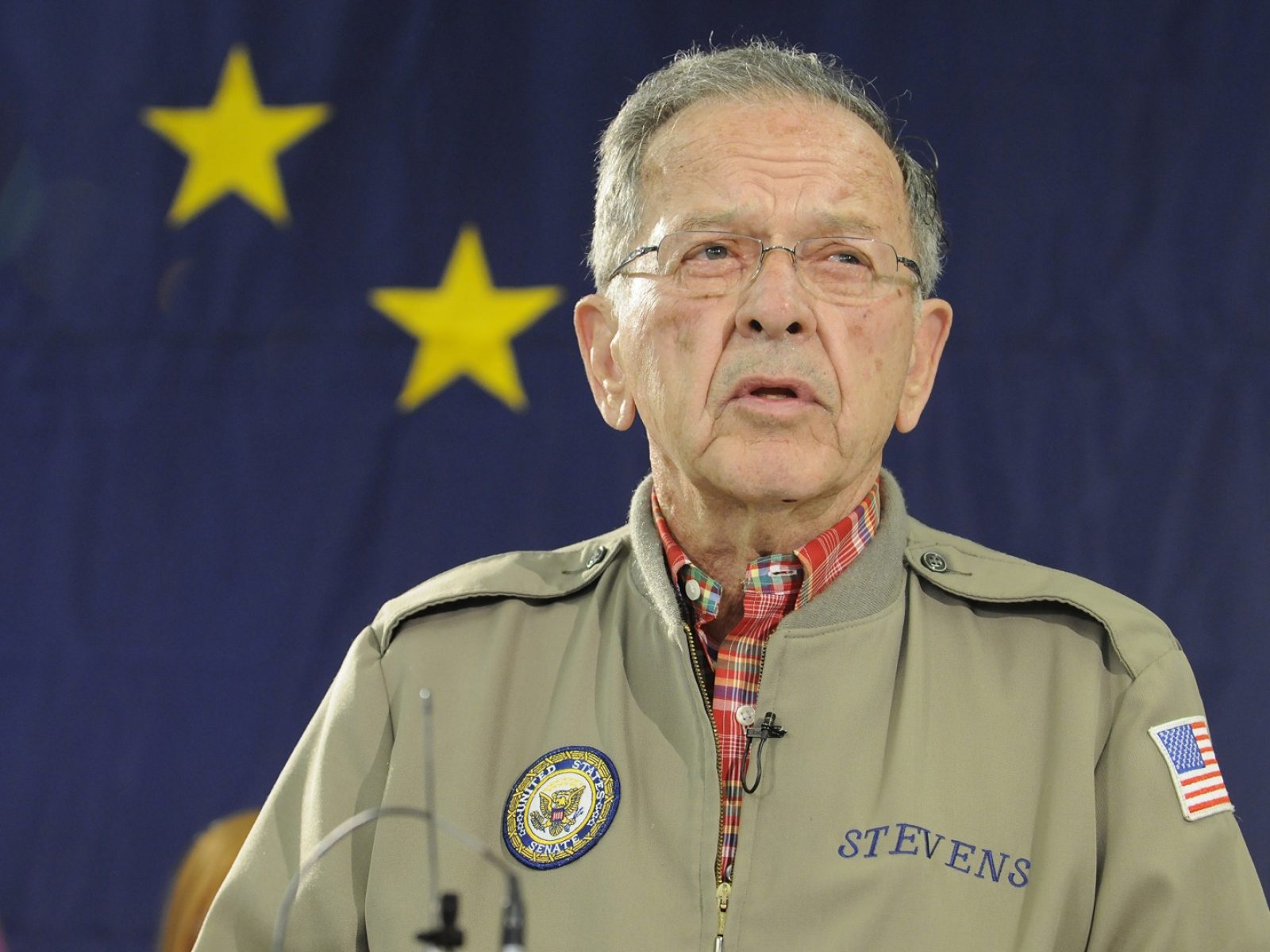 Sen. Ted Stevens announces a bid for re-election at a press conference in Anchorage on August 4, 2008. Photo by Greg Martin / Stevens Foundation
